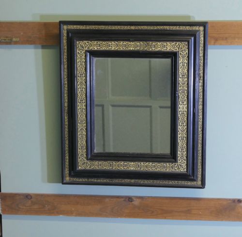 STUNNING FRENCH EMPIRE GILT BRASS AND BLACK LACQUER WALL MIRROR - ADDITIONAL PHOTO 3