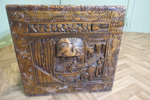 LARGE ORIENTAL CARVED CAMPHOR WOOD CHEST - ADDITIONAL PHOTO 2
