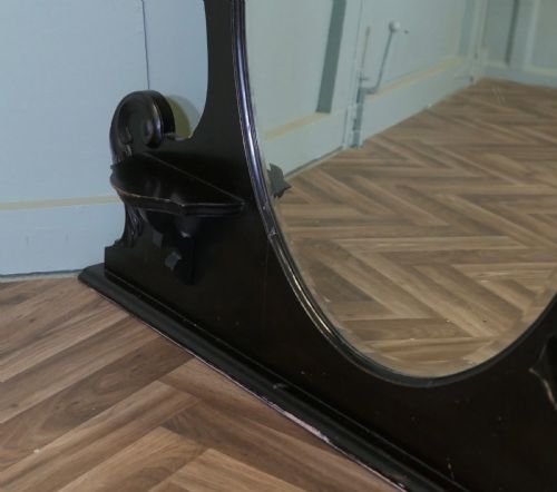 EDWARDIAN BLACK LACQUER OVERMANTEL WITH HEART MIRROR - ADDITIONAL PHOTO 3