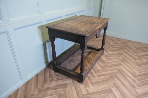CELTIC CARVED OAK OCCASIONAL TABLE - ADDITIONAL PHOTO 2