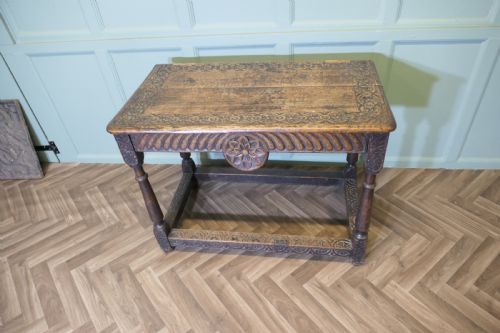 CELTIC CARVED OAK OCCASIONAL TABLE - ADDITIONAL PHOTO 4