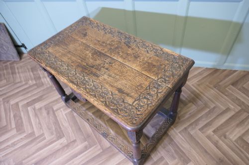 CELTIC CARVED OAK OCCASIONAL TABLE - ADDITIONAL PHOTO 7