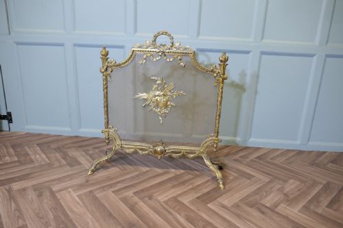 A SUPERB FRENCH BRASS ROCOCO FIRE GUARD SPARK SCREEN - ADDITIONAL PHOTO 1
