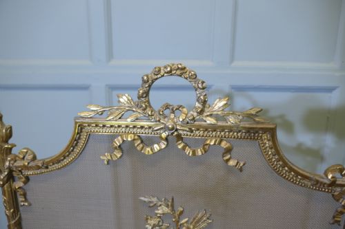 A SUPERB FRENCH BRASS ROCOCO FIRE GUARD SPARK SCREEN - ADDITIONAL PHOTO 3