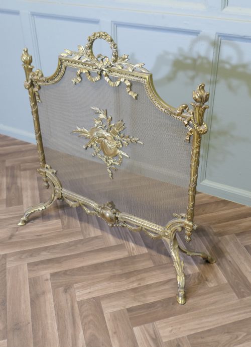A SUPERB FRENCH BRASS ROCOCO FIRE GUARD SPARK SCREEN - ADDITIONAL PHOTO 5