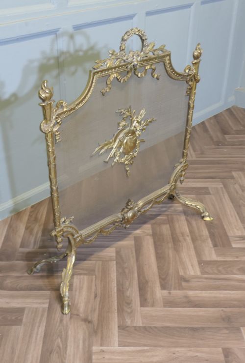 A SUPERB FRENCH BRASS ROCOCO FIRE GUARD SPARK SCREEN - ADDITIONAL PHOTO 6