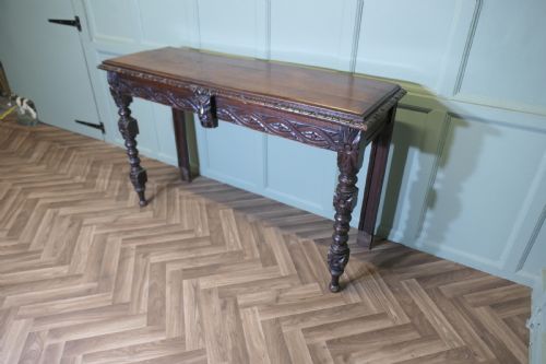 GOTHIC CARVED COUNTRY OAK HALL TABLE - ADDITIONAL PHOTO 1