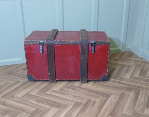 PURPOSE MADE LEATHER TRAVEL TRUNK STRONG BOX - ADDITIONAL PHOTO 1
