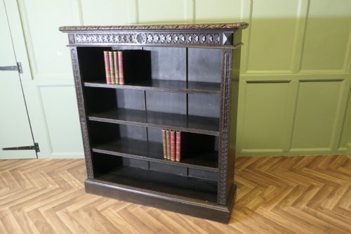 CARVED OAK OPEN BOOKCASE - ADDITIONAL PHOTO 7