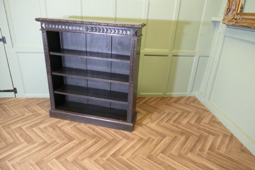 CARVED OAK OPEN BOOKCASE - ADDITIONAL PHOTO 8