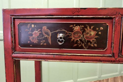 ORIENTAL RED LACQUERED SIDE TABLE OR RECEPTION TABLE - ADDITIONAL PHOTO 2