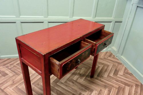 ORIENTAL RED LACQUERED SIDE TABLE OR RECEPTION TABLE - ADDITIONAL PHOTO 4