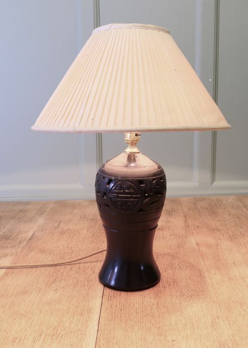 BULBOUS CERAMIC BLACK TABLE LAMP - ADDITIONAL PHOTO 1