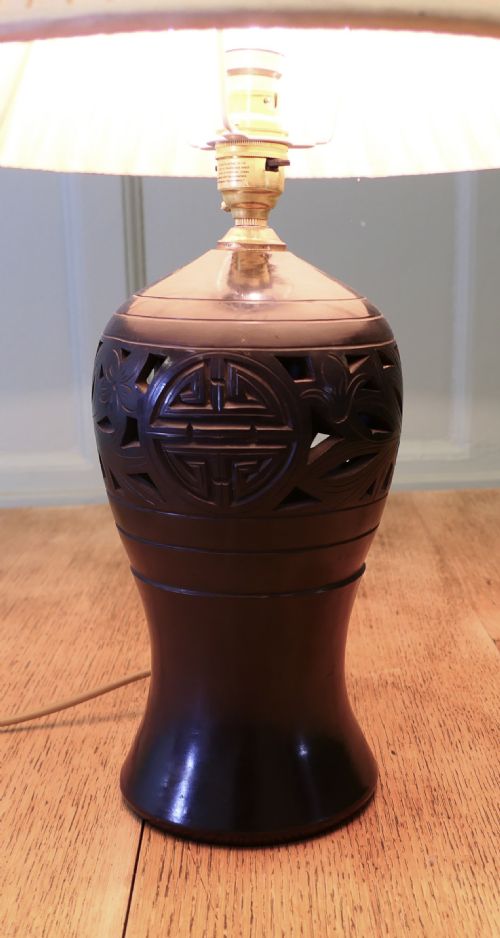 BULBOUS CERAMIC BLACK TABLE LAMP - ADDITIONAL PHOTO 5