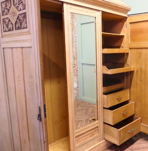 fig 1. Victorian Ash Arts & Crafts Triple Wardrobe Compactum