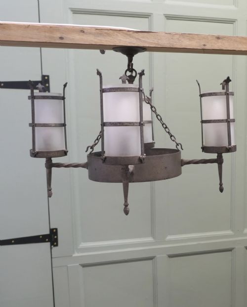 PAIR OF ARTS AND CRAFTS 4 ARM CEILING LIGHTS - ADDITIONAL PHOTO 2