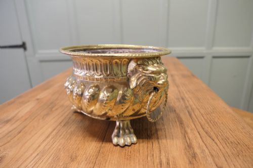 GOTHIC BRASS JARDINIERE WITH LIONS MASK HANDLES - ADDITIONAL PHOTO 2