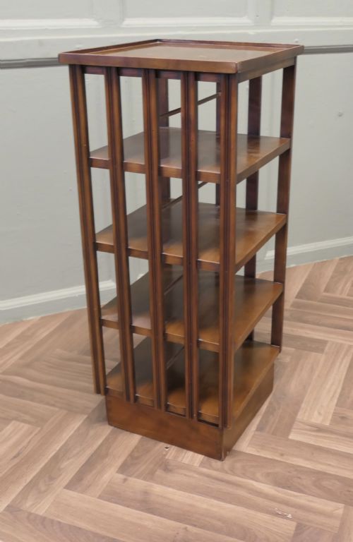 A PETITE FRENCH 4 SHELF REVOLVING BOOKCASE - ADDITIONAL PHOTO 3