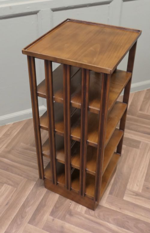 A PETITE FRENCH 4 SHELF REVOLVING BOOKCASE - ADDITIONAL PHOTO 4