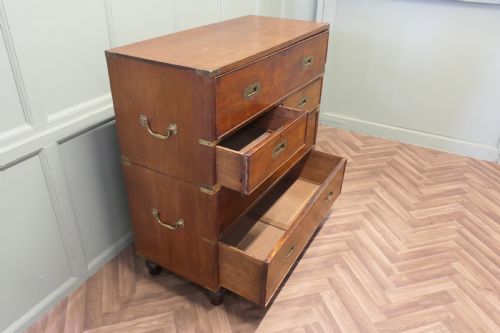 TEAK CAMPAIGN CHEST 2 PIECE SECRETAIRE - ADDITIONAL PHOTO 1