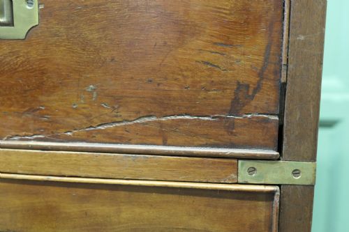 TEAK CAMPAIGN CHEST 2 PIECE SECRETAIRE - ADDITIONAL PHOTO 2