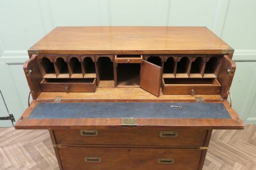 TEAK CAMPAIGN CHEST 2 PIECE SECRETAIRE - ADDITIONAL PHOTO 3