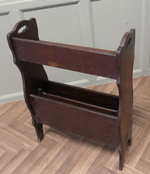 ARTS AND CRAFTS OPEN FRONT OAK BOOKCASE WITH MAGAZINE RACK - ADDITIONAL PHOTO 4