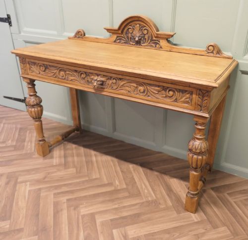 GREEN MAN CARVED GOLDEN OAK HALL TABLE - ADDITIONAL PHOTO 1