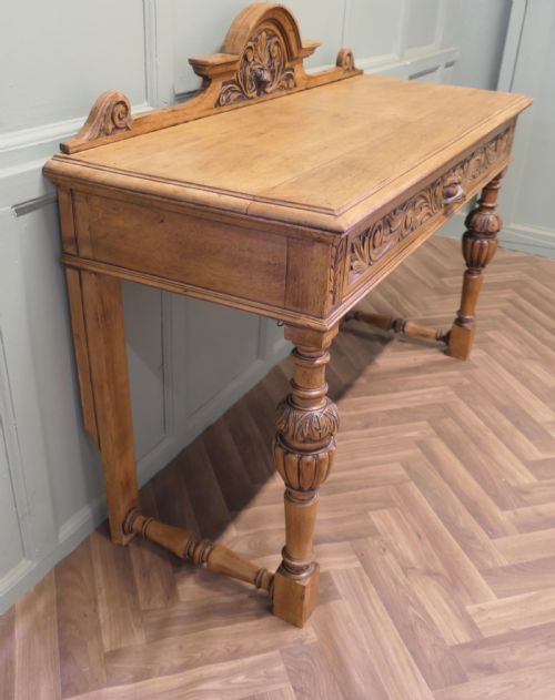 GREEN MAN CARVED GOLDEN OAK HALL TABLE - ADDITIONAL PHOTO 2