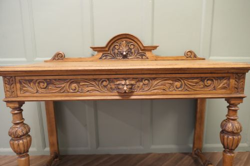 GREEN MAN CARVED GOLDEN OAK HALL TABLE - ADDITIONAL PHOTO 4