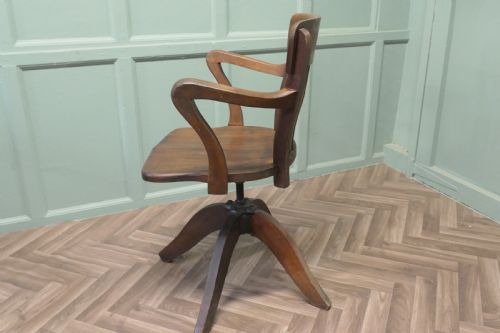 A GOOD QUALITY ART DECO DESK CHAIR - ADDITIONAL PHOTO 5