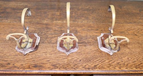 3 FRENCH ARTISAN MADE BRASS COAT HOOKS - ADDITIONAL PHOTO 1