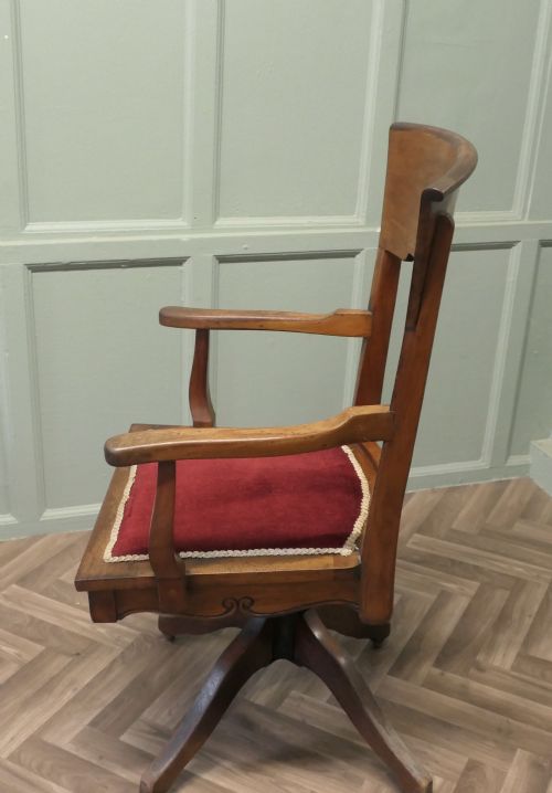 EDWARDIAN ARTS AND CRAFTS WALNUT DESK OR OFFICE CHAIR - ADDITIONAL PHOTO 5