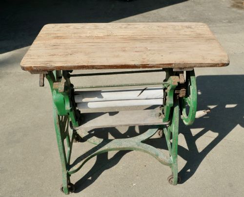 PINE TOP MANGLE OR CASTIRON INDUSTRIAL GARDEN TABLE - ADDITIONAL PHOTO 4