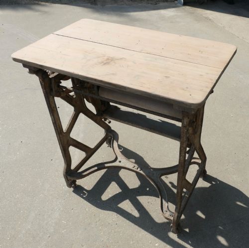 PINE TOP MANGLE OR CASTIRON INDUSTRIAL GARDEN TABLE - ADDITIONAL PHOTO 2