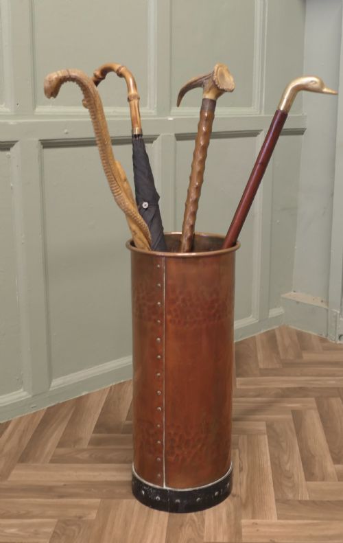 HEAVY HAMMERED AND RIVETED COPPER IRON STICK STAND - ADDITIONAL PHOTO 1