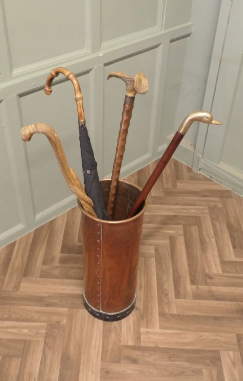 HEAVY HAMMERED AND RIVETED COPPER IRON STICK STAND - ADDITIONAL PHOTO 3