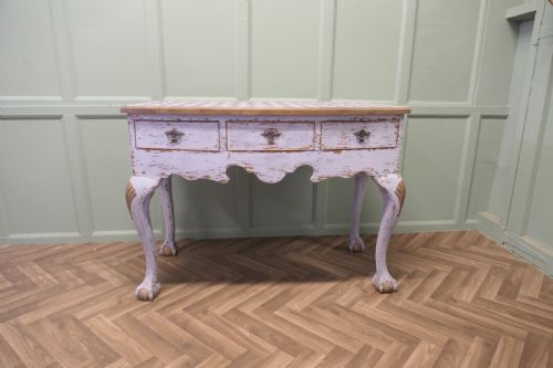 18TH CENTURY BAROQUE BOW FRONT PAINTED CONSOLE SIDE TABLE - ADDITIONAL PHOTO 2