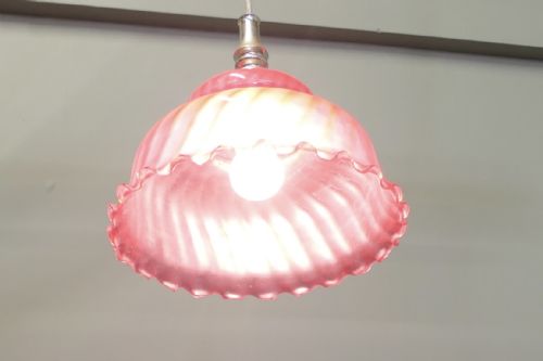 LARGE VICTORIAN RUBY GLASS CEILING PENDANT LAMPSHADE - ADDITIONAL PHOTO 1