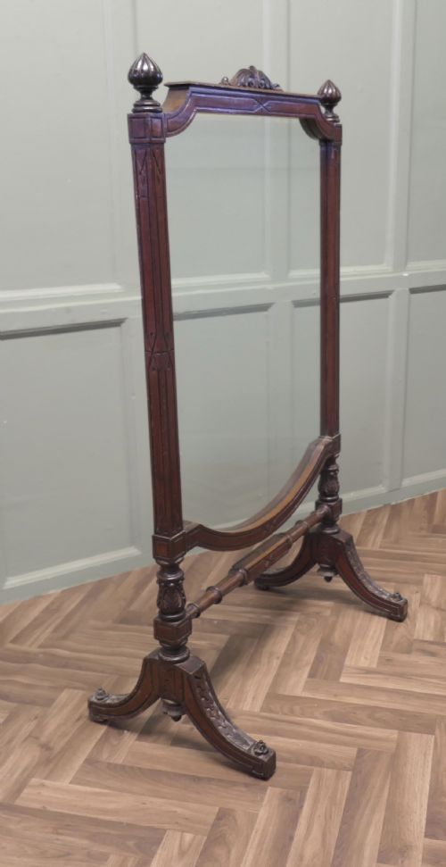 LARGE VICTORIAN CARVED AND GLASS FIRE SCREEN - ADDITIONAL PHOTO 4