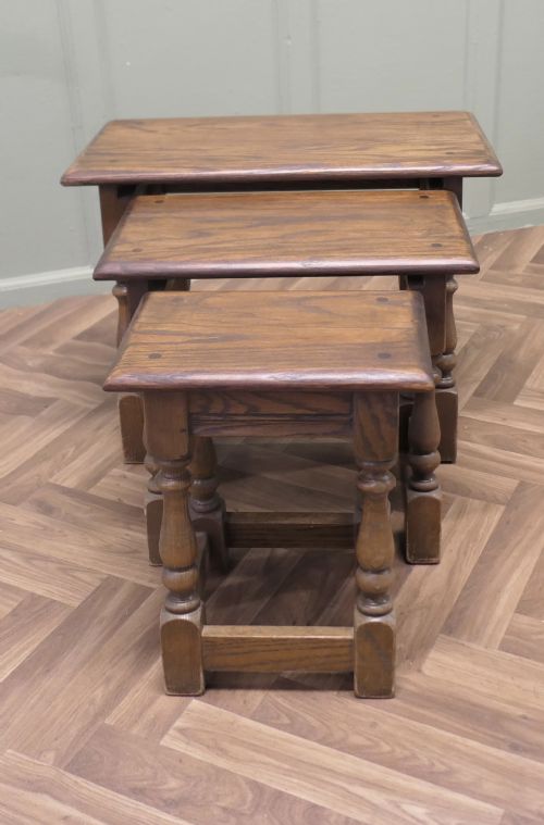 COUNTRY OAK NEST OF TABLES BY OLD CHARM - ADDITIONAL PHOTO 1