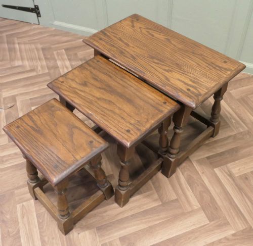 COUNTRY OAK NEST OF TABLES BY OLD CHARM - ADDITIONAL PHOTO 2