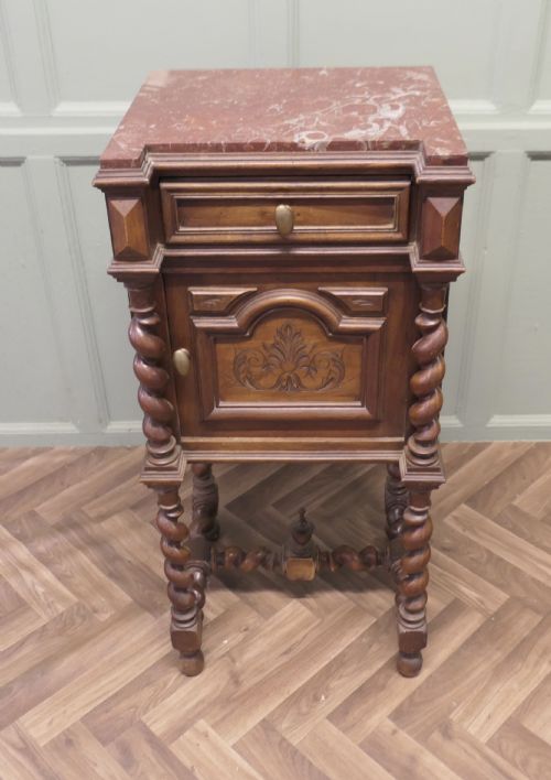 FRENCH WALNUT BARLEY TWIST NIGHT TABLE OR SIDE CUPBOARD - ADDITIONAL PHOTO 1