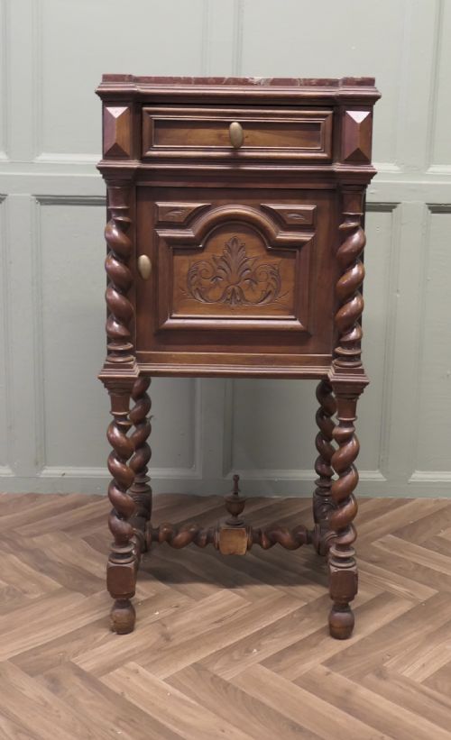FRENCH WALNUT BARLEY TWIST NIGHT TABLE OR SIDE CUPBOARD - ADDITIONAL PHOTO 2