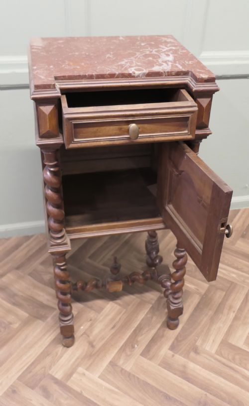 FRENCH WALNUT BARLEY TWIST NIGHT TABLE OR SIDE CUPBOARD - ADDITIONAL PHOTO 6