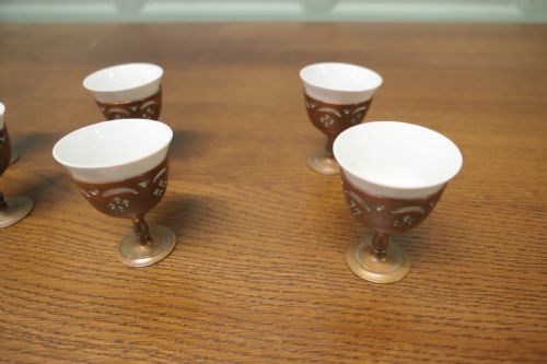 8 ARTS AND CRAFTS COPPER EGG CUPS BY PICARDS - ADDITIONAL PHOTO 1