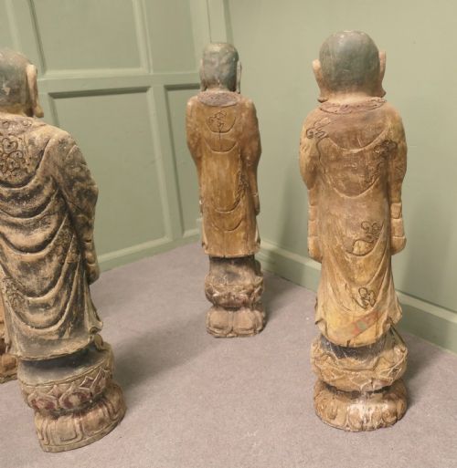 6 VERY OLD CARVED FIGURES OF BUDDHIST IMMORTALS - ADDITIONAL PHOTO 5