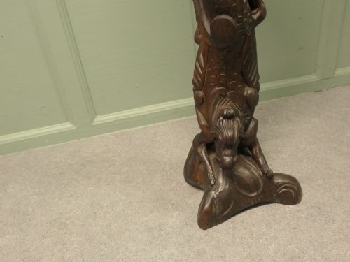 19TH CENTURY CARVED OAK CARYATID PEDESTAL - ADDITIONAL PHOTO 2