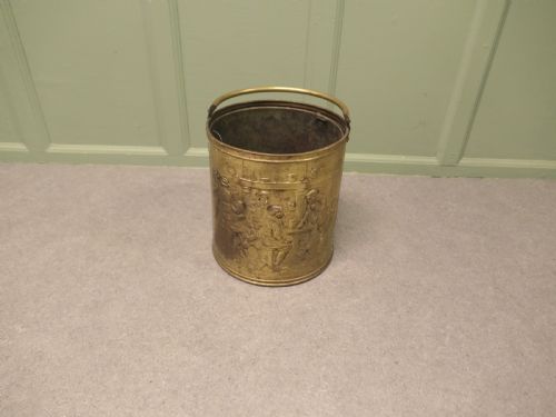 ARTS AND CRAFTS BRASS COAL BUCKET WITH TAVERN SCENES - ADDITIONAL PHOTO 3
