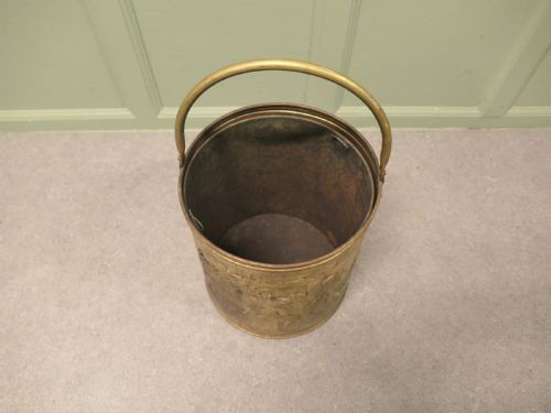 ARTS AND CRAFTS BRASS COAL BUCKET WITH TAVERN SCENES - ADDITIONAL PHOTO 5